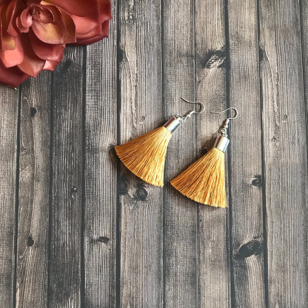 Mustard yellow tassel Earrings
